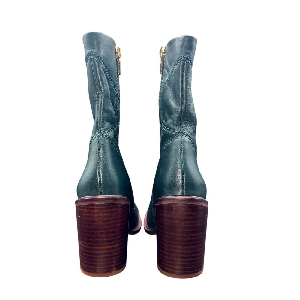 Franco Sarto Stevie Green Leather Ankle Boots Block Heel Size 5.5 - Picture 4 of 12